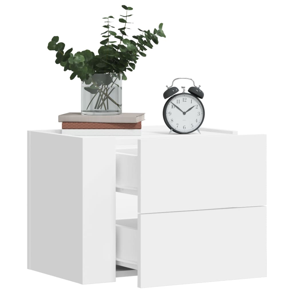 vidaXL Table de chevet murale blanc 45x30x35 cm