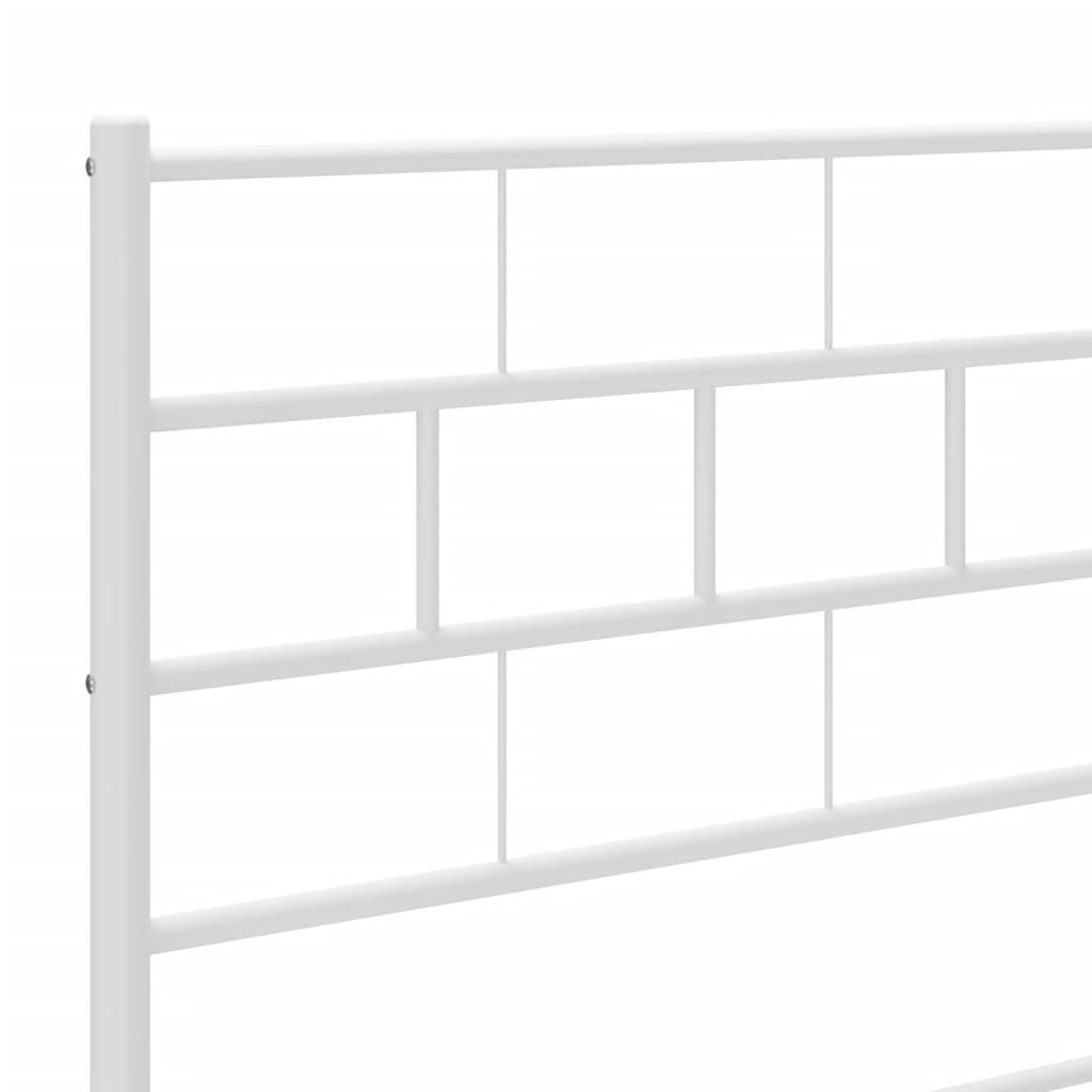 vidaXL Cadre de lit métal sans matelas et pied de lit blanc 135x190 cm