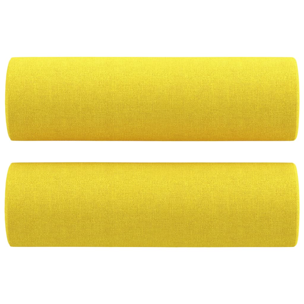 vidaXL Ensemble de canapés 3 pcs avec coussins jaune clair tissu