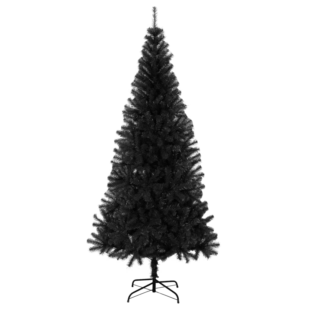 vidaXL Sapin de Noël artificiel avec support noir 240 cm PVC