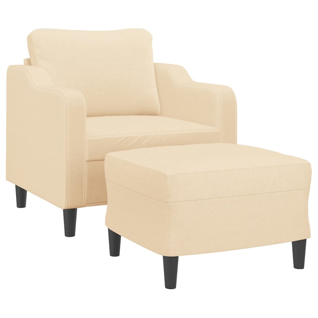 vidaXL Fauteuil avec repose-pied Crème 60 cm Tissu