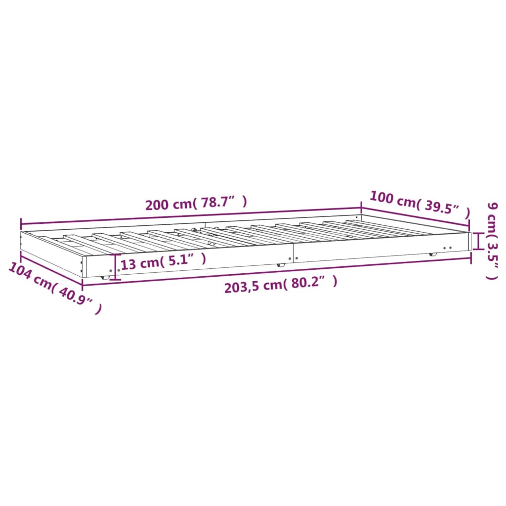 vidaXL Cadre de lit sans matelas blanc 100x200 cm bois de pin massif