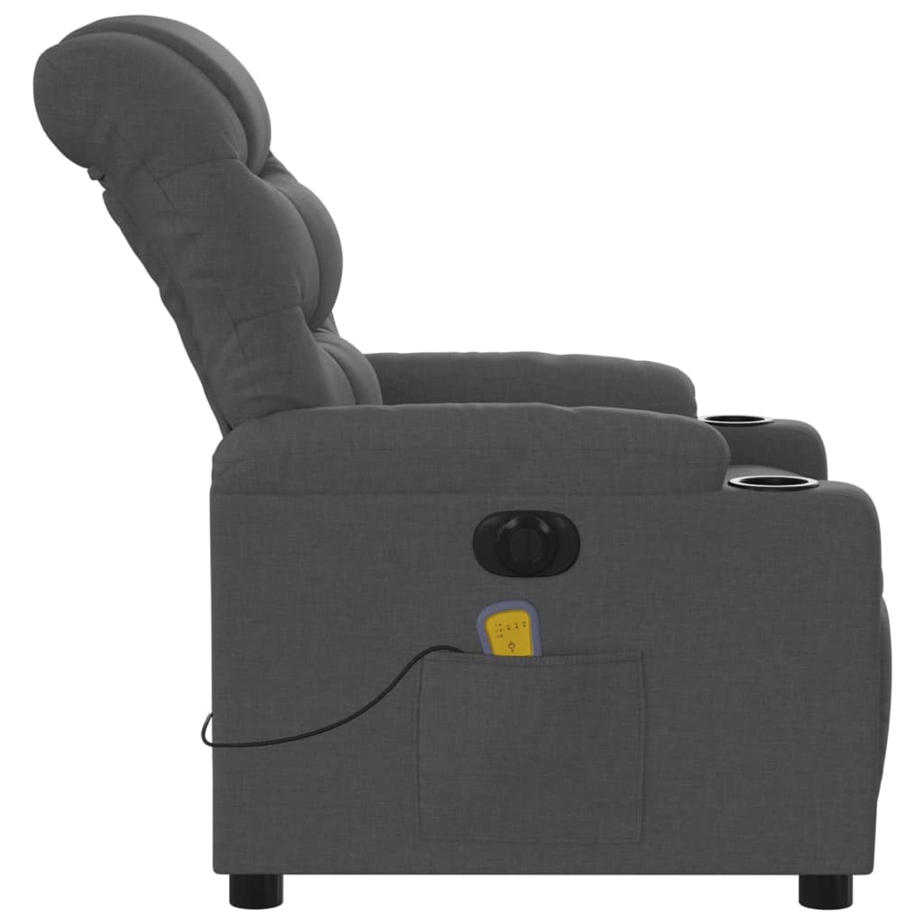 vidaXL Fauteuil inclinable de massage électrique gris foncé tissu