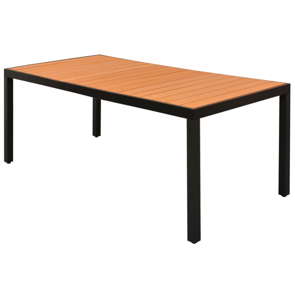 vidaXL Table de jardin Marron 185 x 90 x 74 cm Aluminium et WPC
