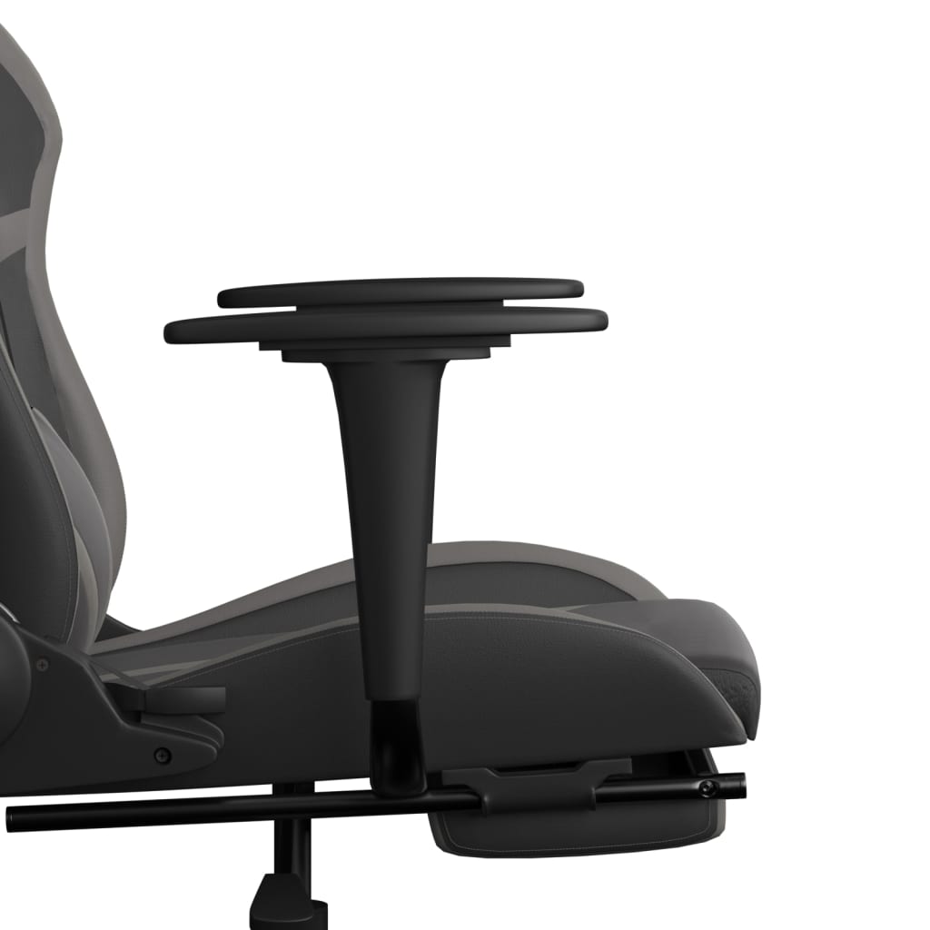 vidaXL Chaise de jeu de massage avec repose-pied Noir&Gris Similicuir