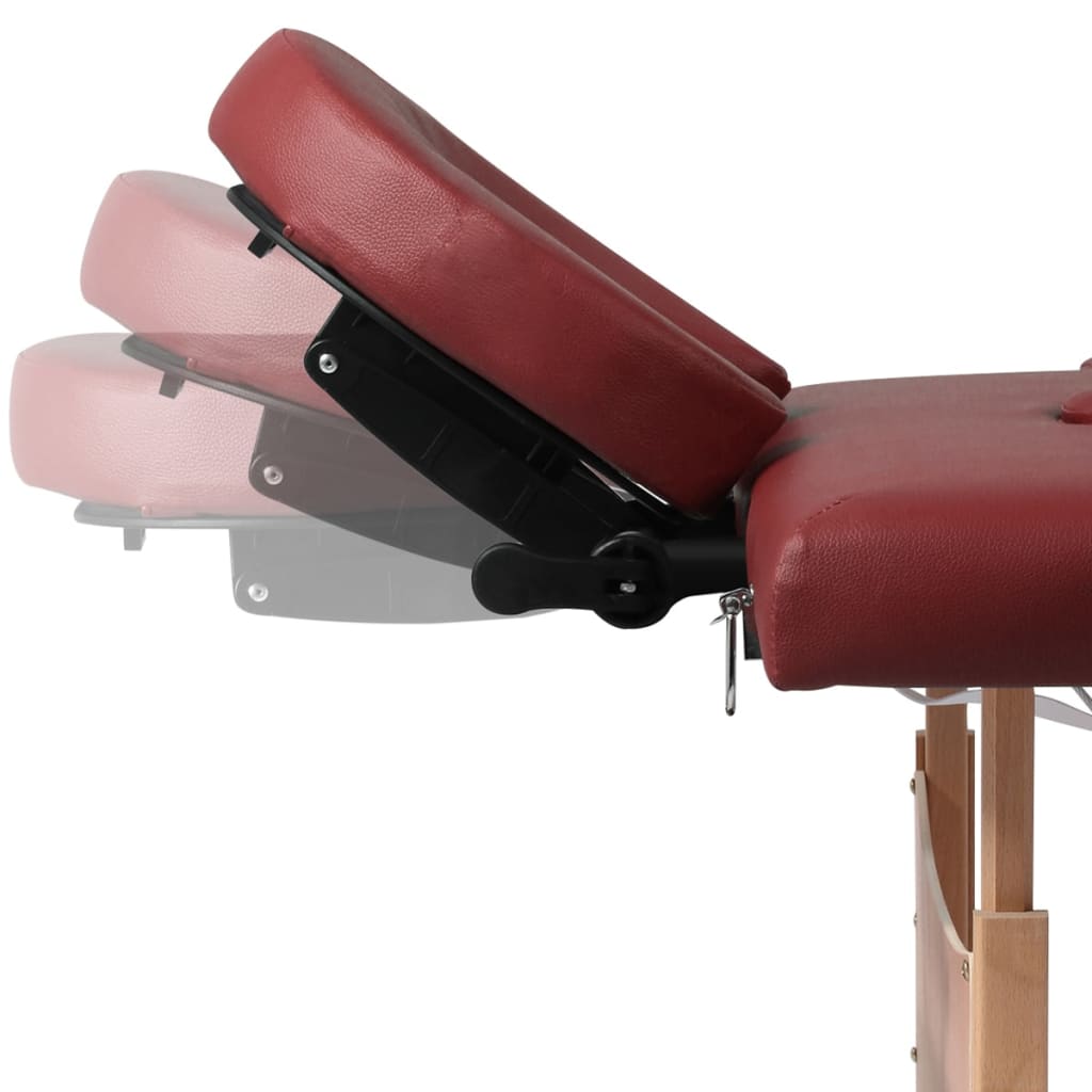 vidaXL Table pliable de massage Rouge 4 zones avec cadre en bois