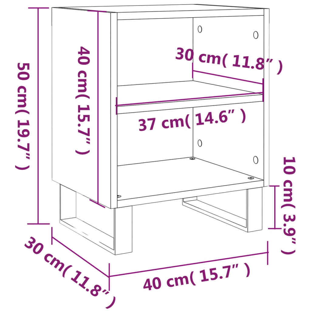 vidaXL Tables de chevet 2 pcs noir 40x30x50 cm bois d'ingénierie