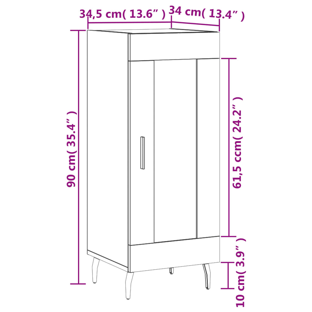 vidaXL Buffet blanc 34,5x34x90 cm bois d'ingénierie