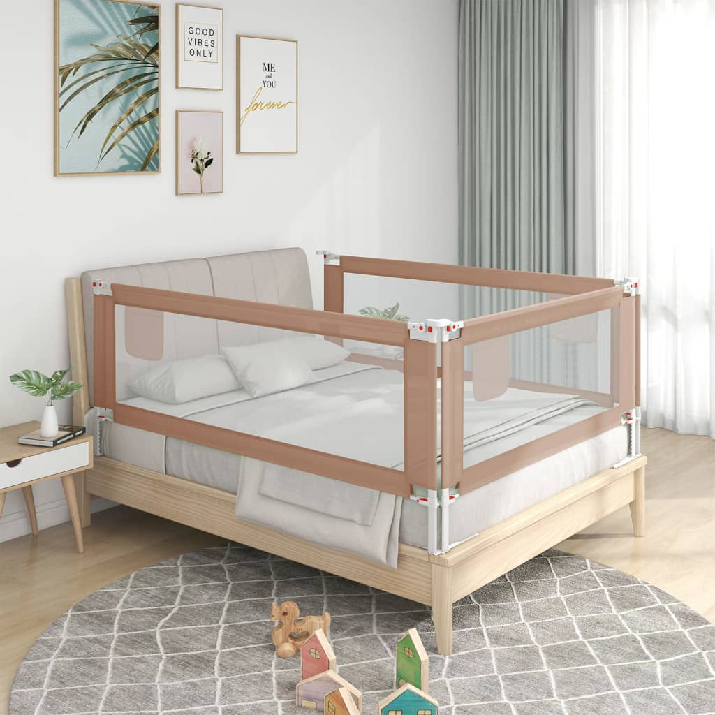vidaXL Barrière de sécurité de lit d'enfant Taupe 200x25 cm Tissu