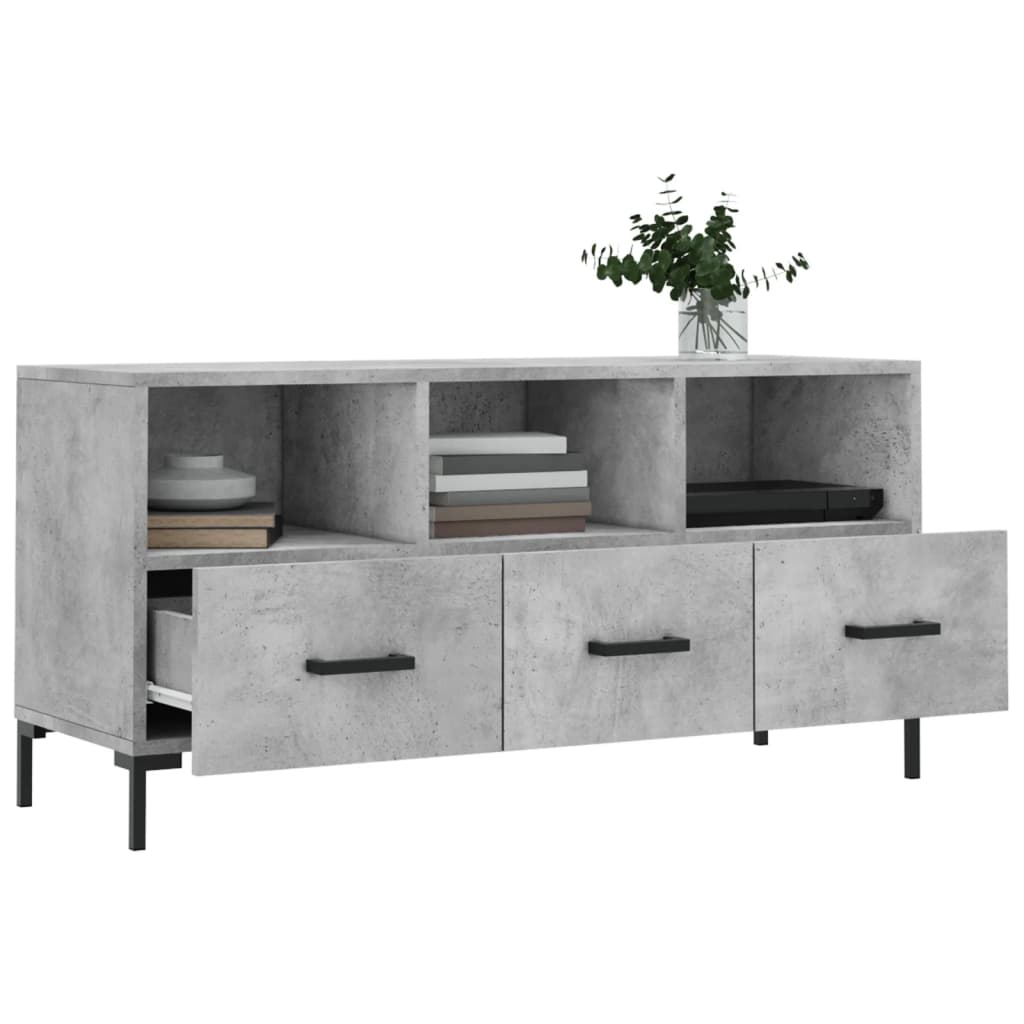 vidaXL Meuble TV gris béton 102x36x50 cm bois d'ingénierie