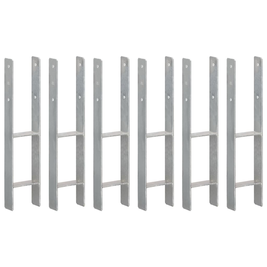 vidaXL Piquets de clôture 6 pcs Argenté 12x6x60 cm Acier galvanisé