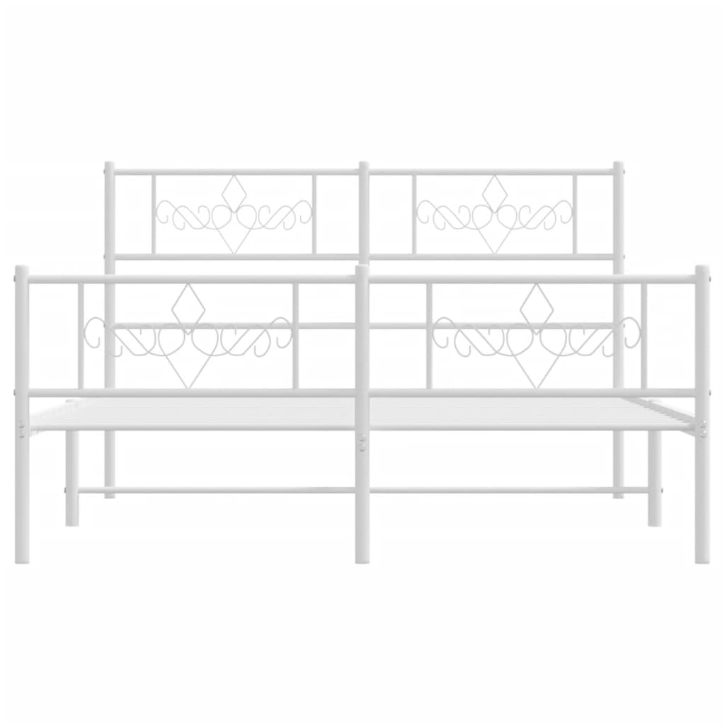 vidaXL Cadre de lit métal sans matelas et pied de lit blanc 140x190 cm