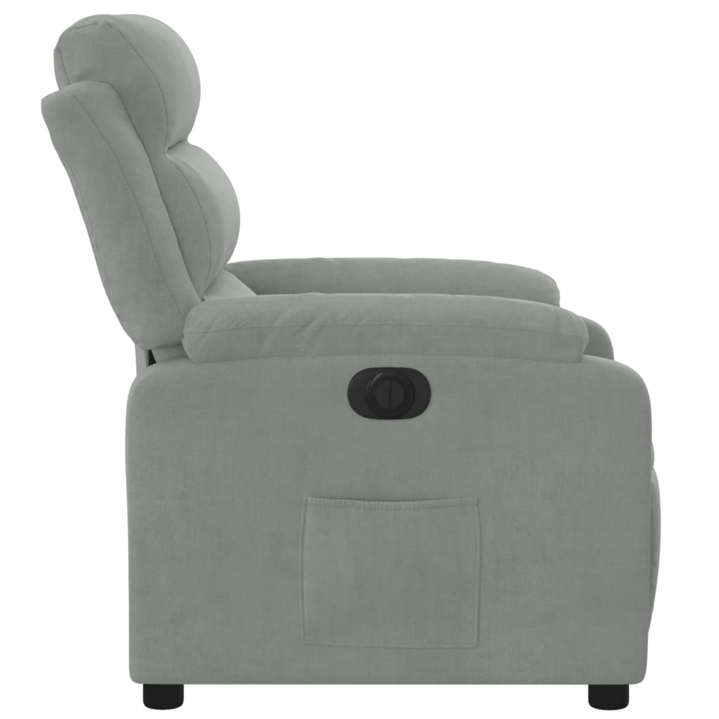 vidaXL Fauteuil inclinable électrique gris clair velours