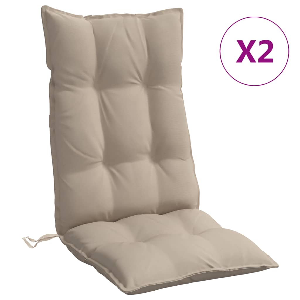 vidaXL Coussins de chaise à dossier haut lot de 2 taupe tissu oxford