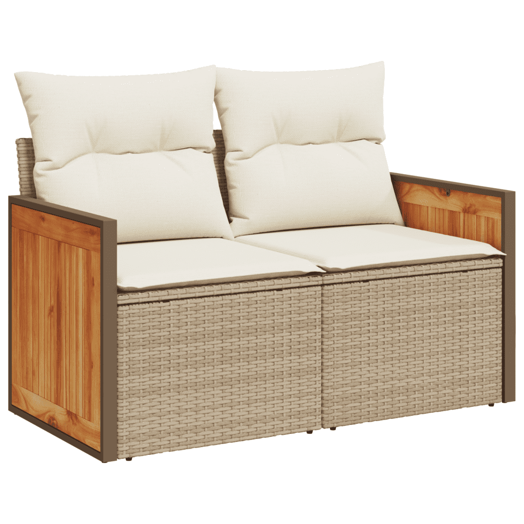 vidaXL Salon de jardin avec coussins 8 pcs beige résine tressée