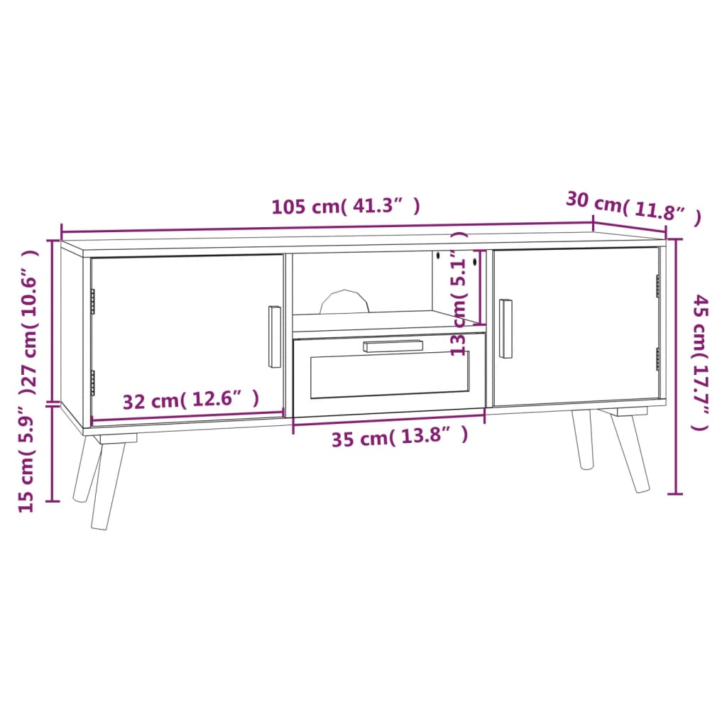 vidaXL Meuble TV avec portes 105x30x45 cm bois d'ingénierie