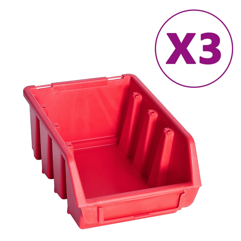 vidaXL Kit de bacs de stockage et panneaux muraux 34 pcs Rouge et noir