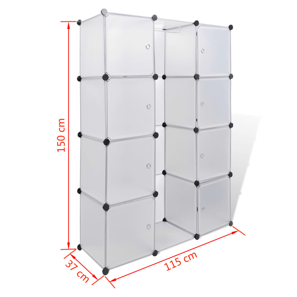 vidaXL Armoire modulaire 9 compartiments 37x115x150 cm blanc