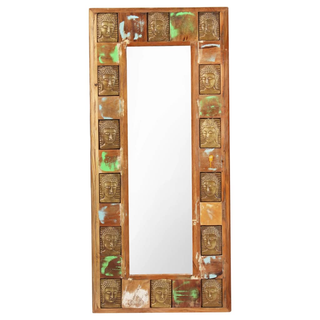 vidaXL Miroir avec revêtement Bouddha 50x110 cm Bois de récupération