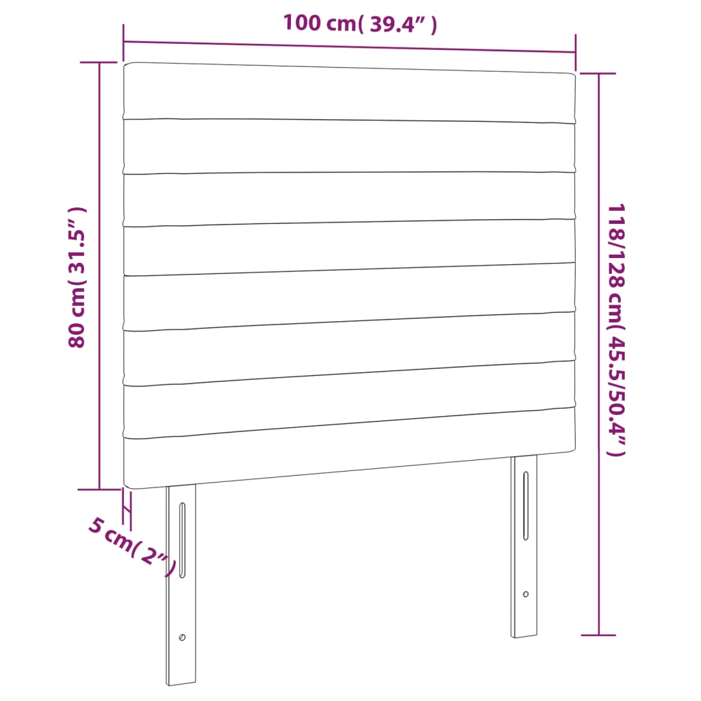 vidaXL Têtes de lit 2 pcs Noir 100x5x78/88 cm Tissu