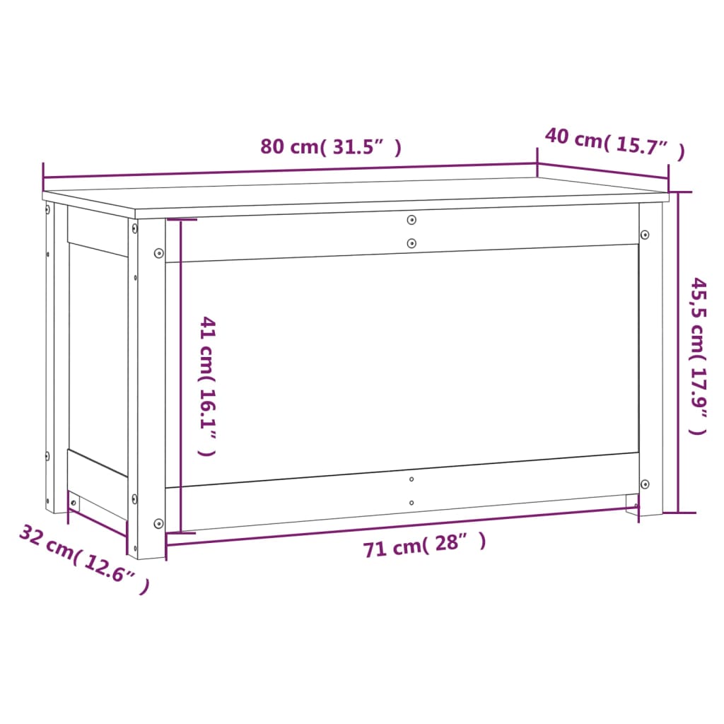 vidaXL Boîte de rangement Marron miel 80x40x45,5 cm Bois massif de pin