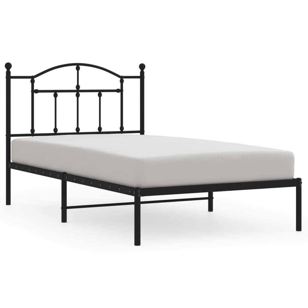 vidaXL Cadre de lit métal sans matelas avec tête de lit noir 100x190cm