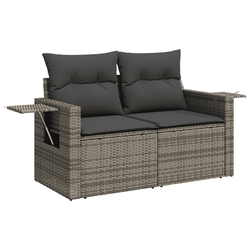 vidaXL Salon de jardin 8 pcs avec coussins gris résine tressée