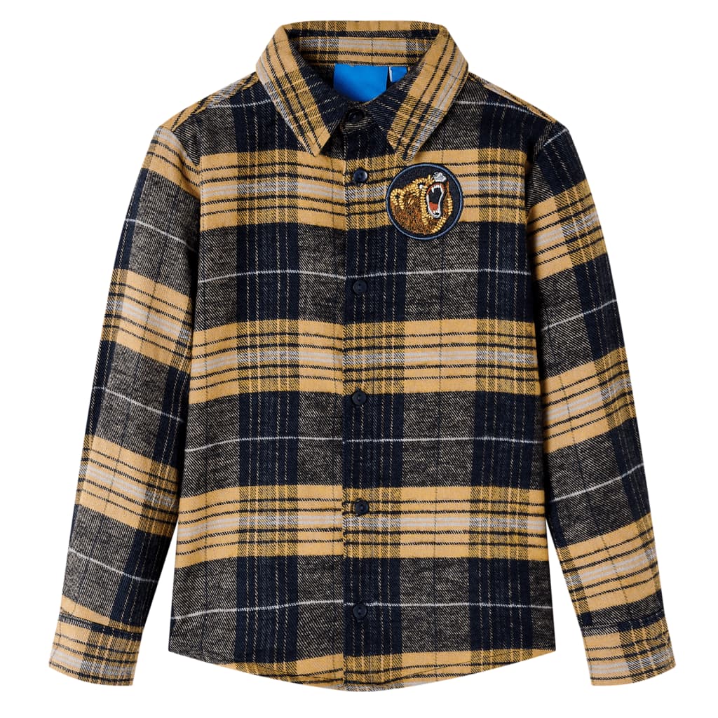 Chemise à carreaux pour enfants jaune et noir 128