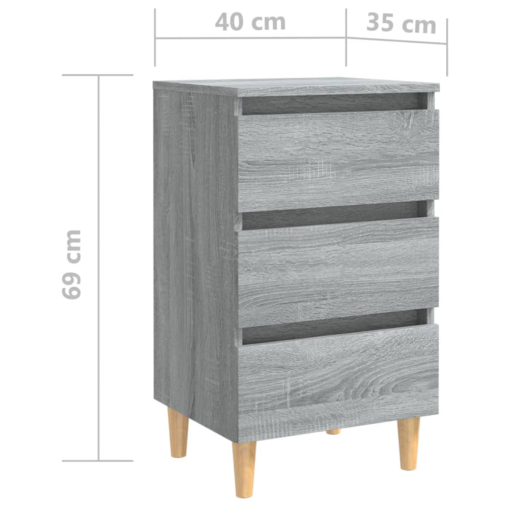 vidaXL Tables de chevet pieds en bois 2 pcs Sonoma gris 40x35x69 cm