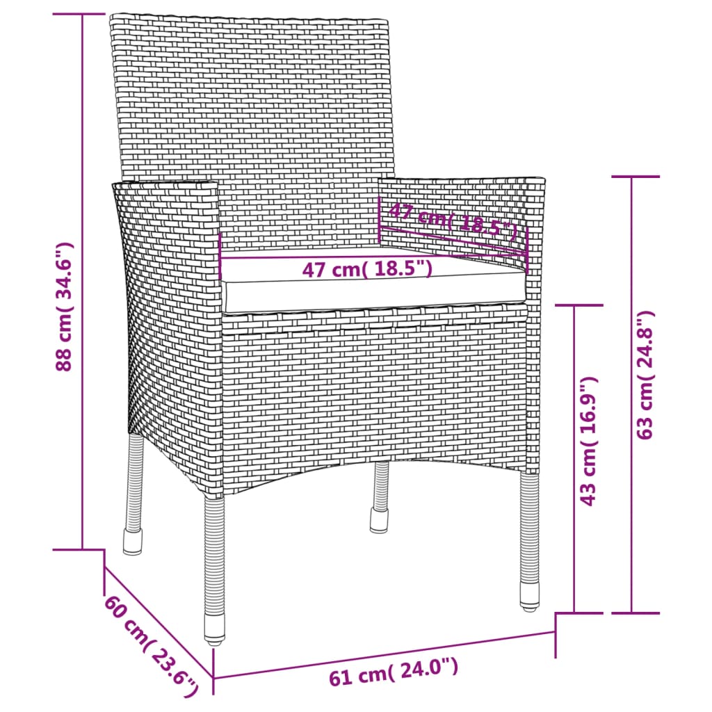 vidaXL Ensemble à manger jardin 9pcs et coussins noir résine tressée