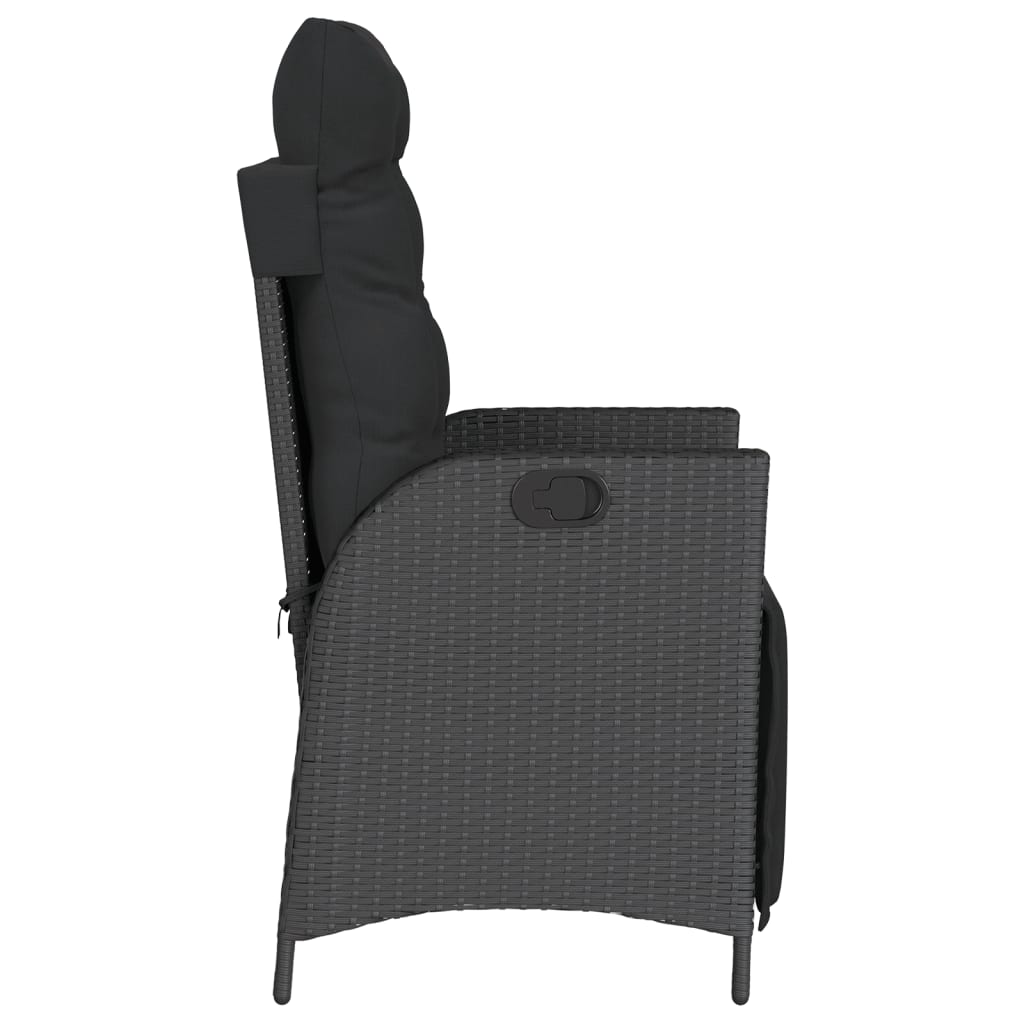 vidaXL Chaise inclinable de jardin et repose-pied noir résine tressée