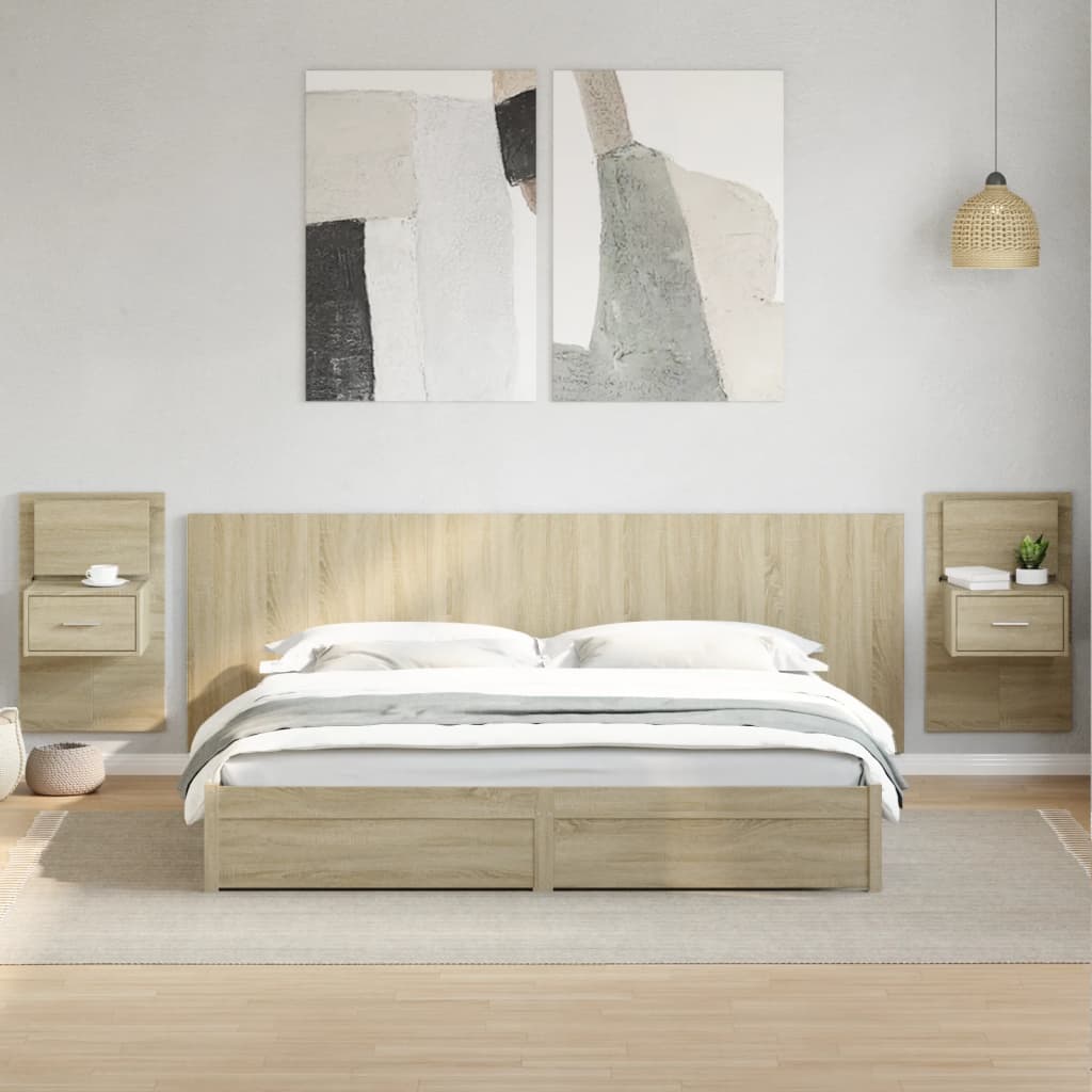 vidaXL Tête de lit avec armoires chêne sonoma 240 cm bois d'ingénierie