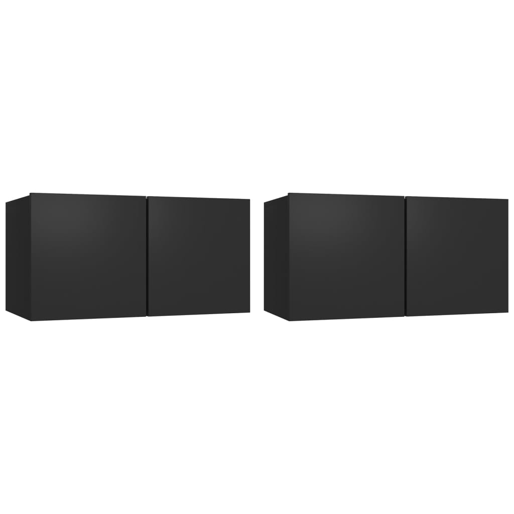 vidaXL Meubles TV suspendus 2 pcs Noir 60x30x30 cm