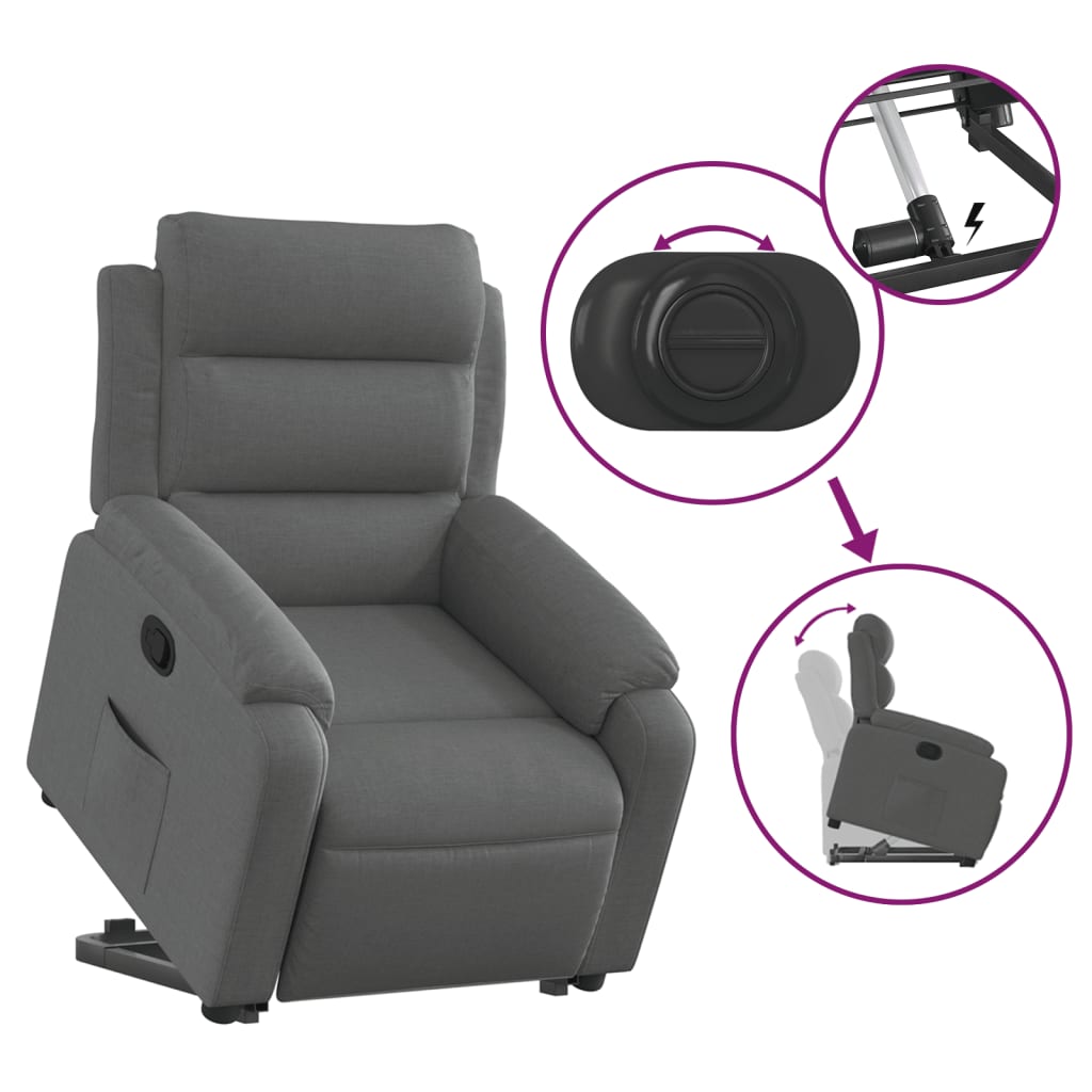 vidaXL Fauteuil inclinable Gris foncé Tissu