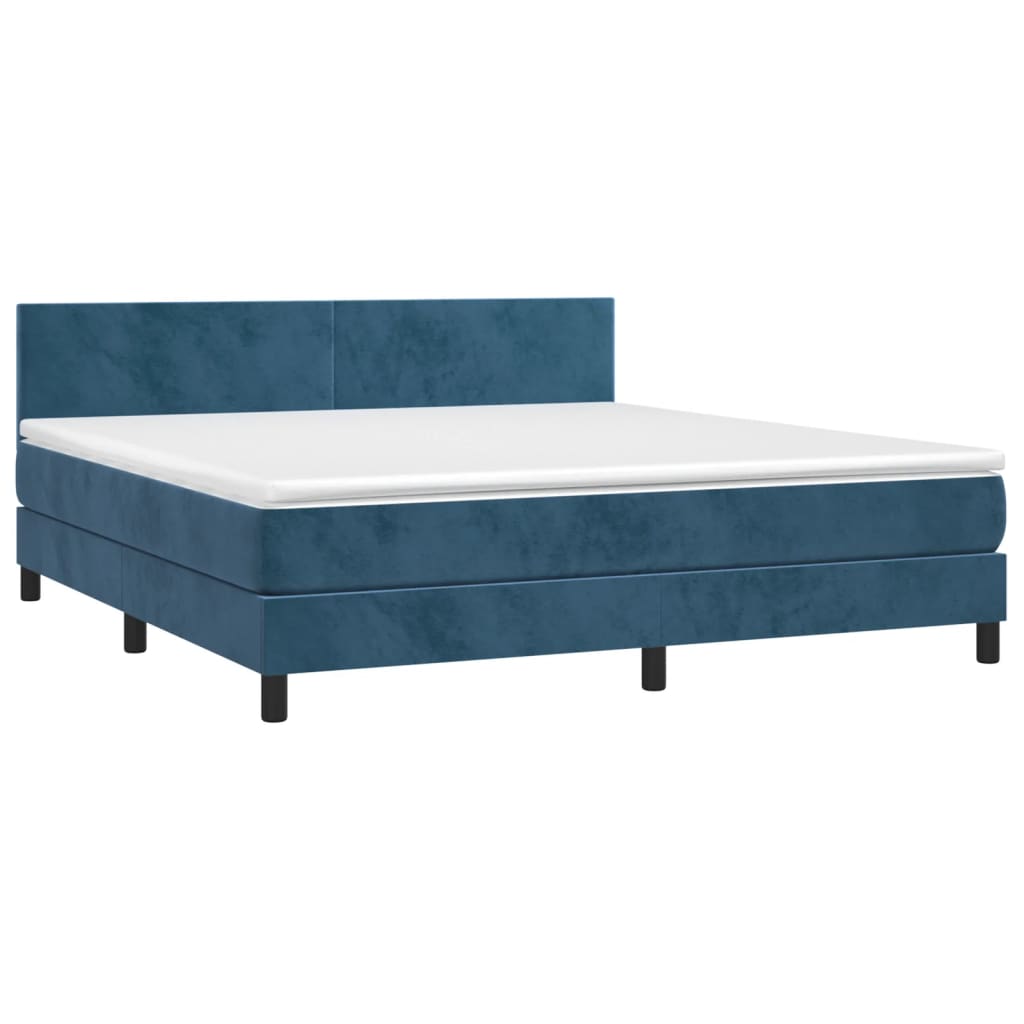 vidaXL Sommier à lattes de lit avec matelas LED Bleu foncé 160x200 cm