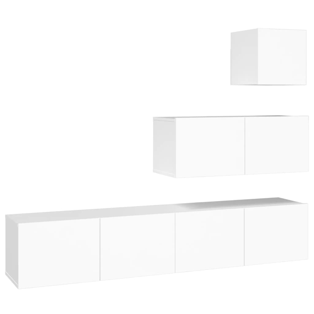 vidaXL Ensemble de meubles TV 4 pcs Blanc Bois d'ingénierie