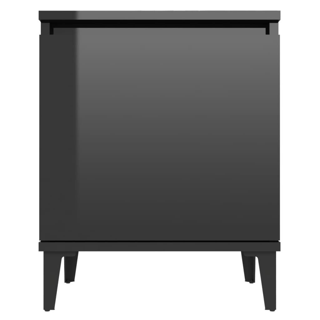 vidaXL Table de chevet avec pieds en métal Noir brillant 40x30x50 cm
