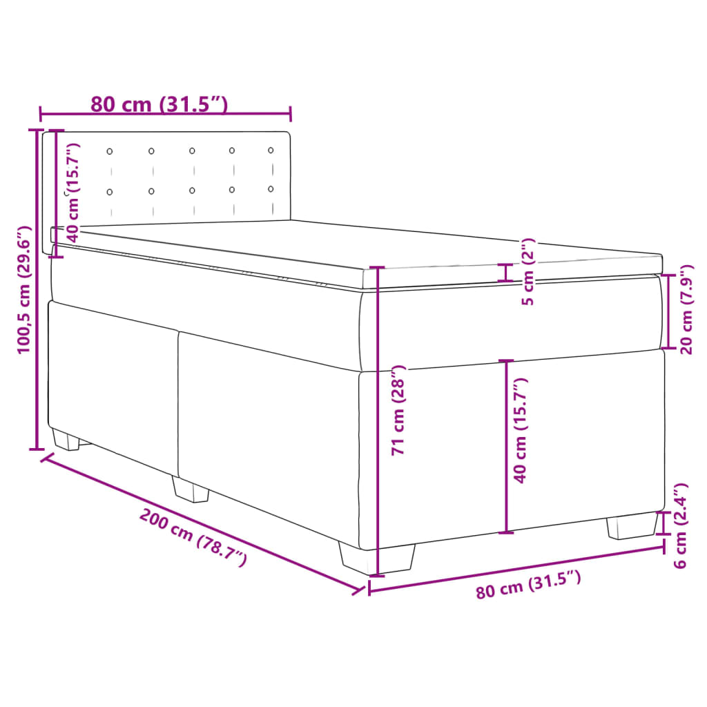 vidaXL Sommier à lattes de lit avec matelas Marron foncé 80x200 cm