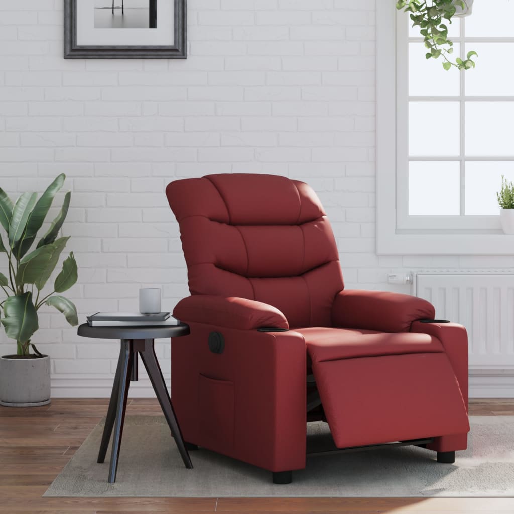 vidaXL Fauteuil inclinable électrique Rouge bordeaux Similicuir