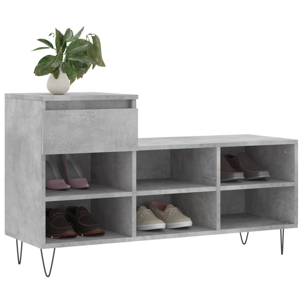 vidaXL Armoire à chaussures Gris béton 102x36x60 cm Bois d'ingénierie