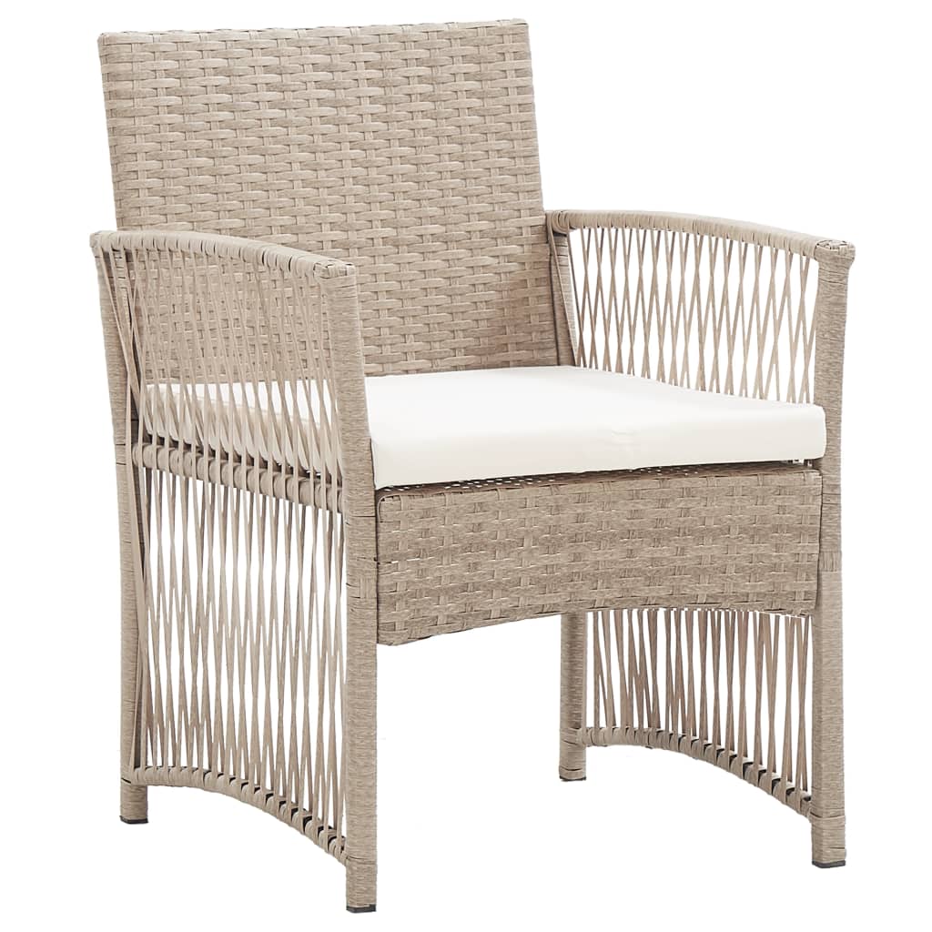 vidaXL Fauteuils de jardin avec coussins lot de 2 Beige Résine tressée