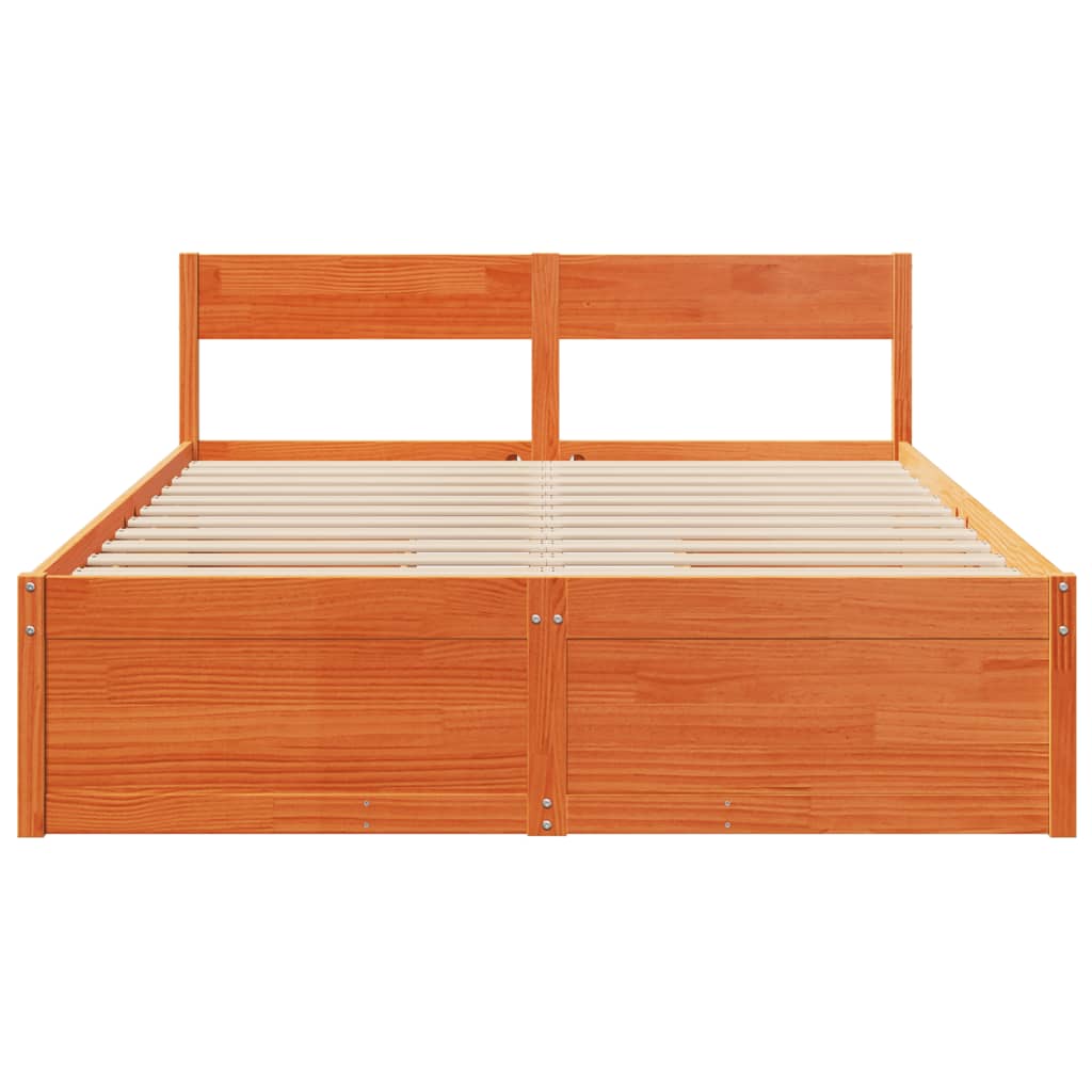 vidaXL Cadre de lit sans matelas cire marron 150x200cm bois pin massif