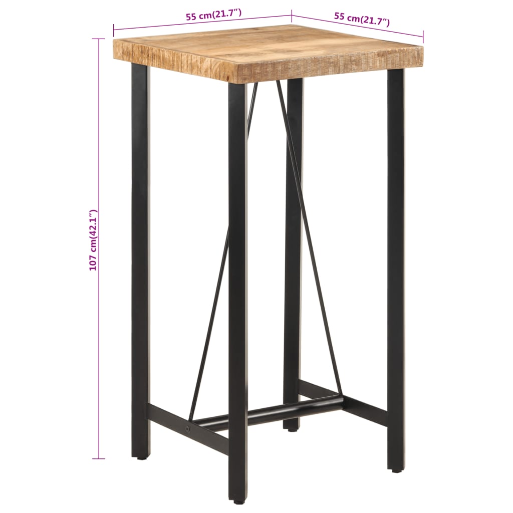 vidaXL Table de bar 55x55x107 cm bois massif de manguier et fer