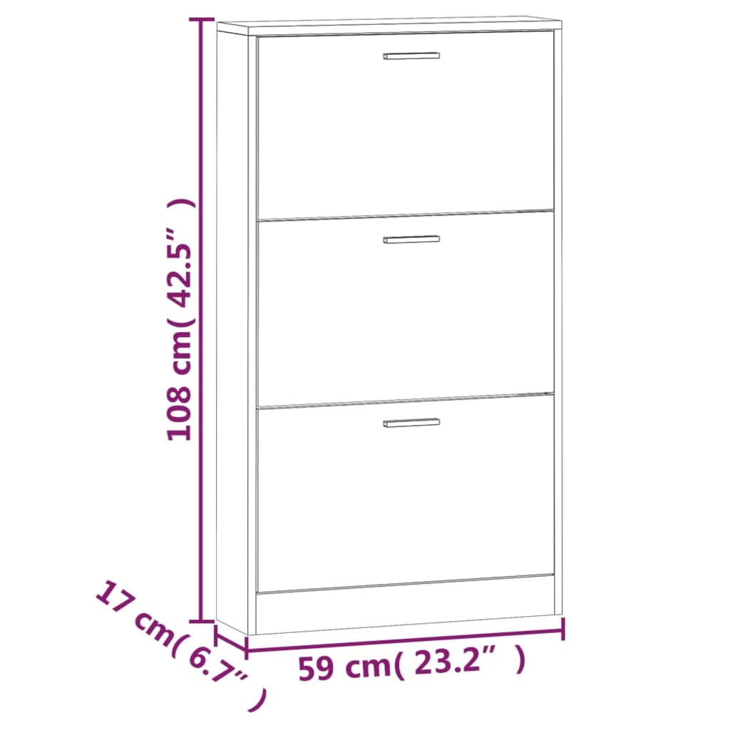 vidaXL Armoire à chaussures Chêne marron 59x17x108cm Bois d'ingénierie