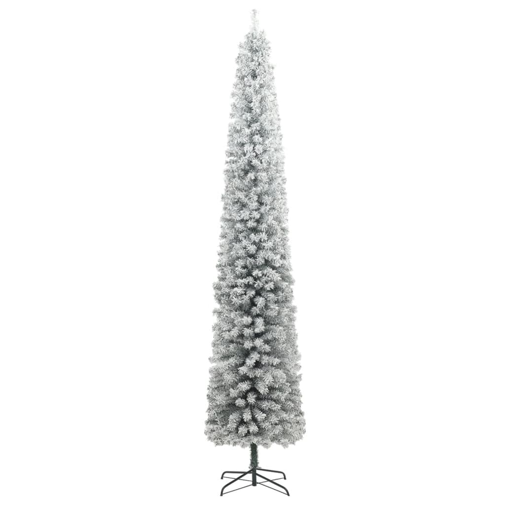 vidaXL Sapin de Noël mince avec 300 LED et neige floquée 300 cm