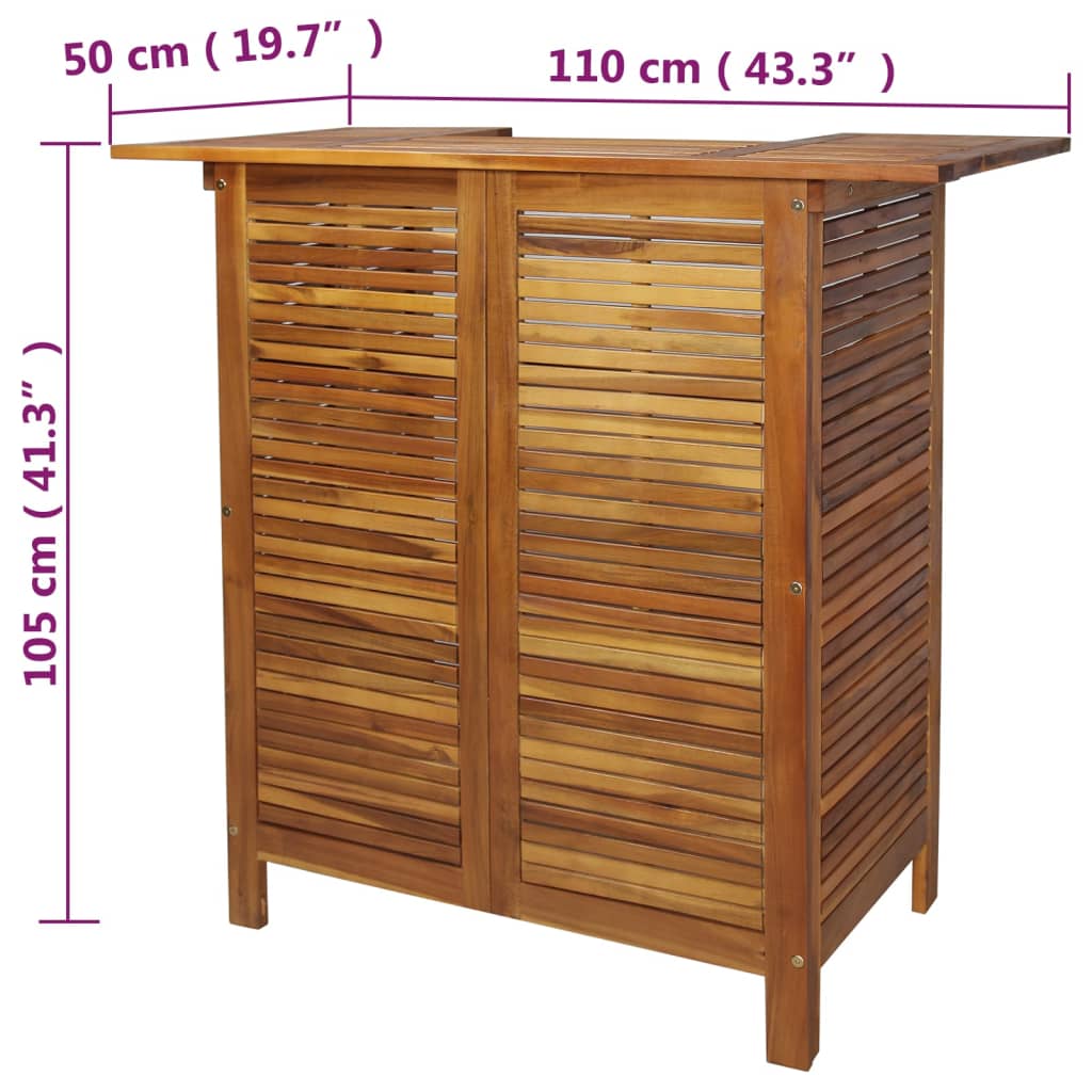 vidaXL Table de bar 110 x 50 x 105 cm Bois d'acacia massif