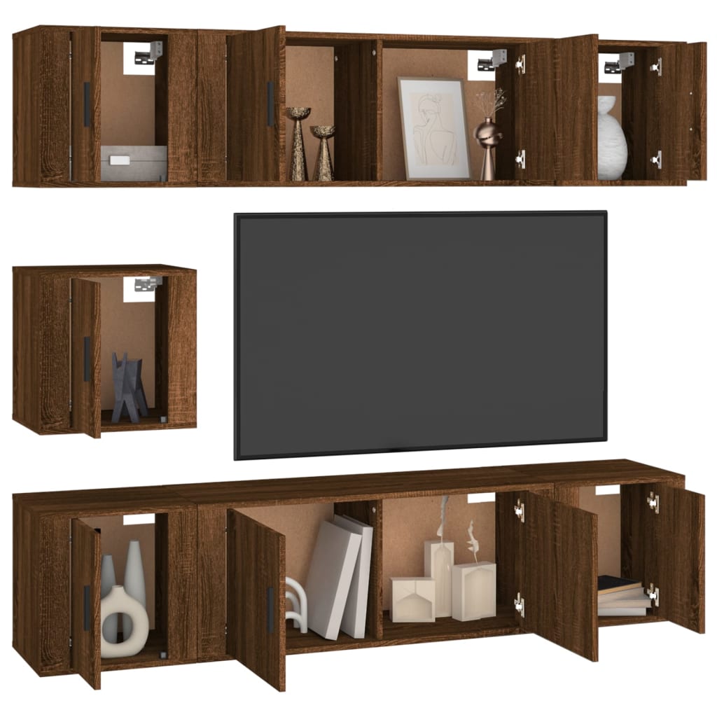 vidaXL Ensemble de meubles TV 7 pcs Chêne marron Bois d'ingénierie