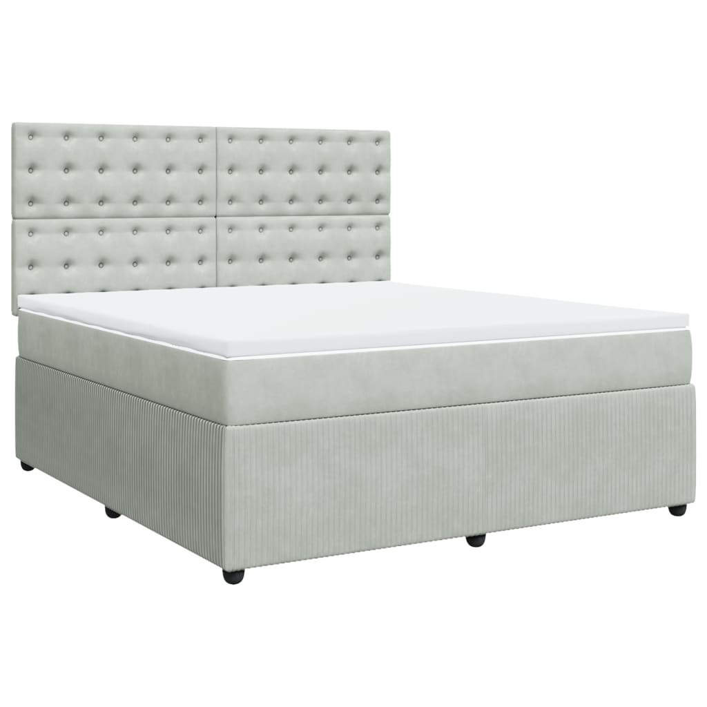 vidaXL Sommier à lattes de lit et matelas Gris clair 180x200cm Velours