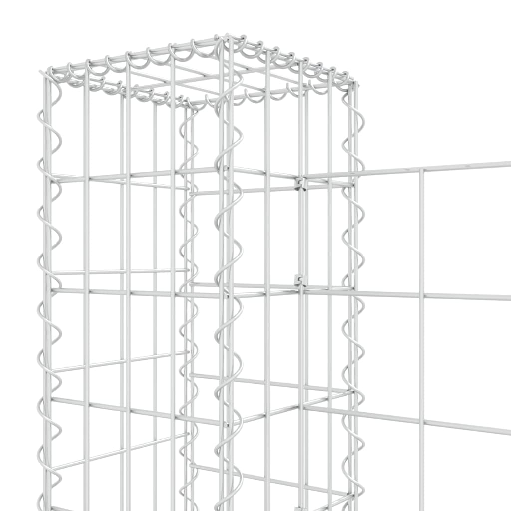 vidaXL Panier de gabion en forme de U avec 2 poteaux Fer 140x20x100 cm