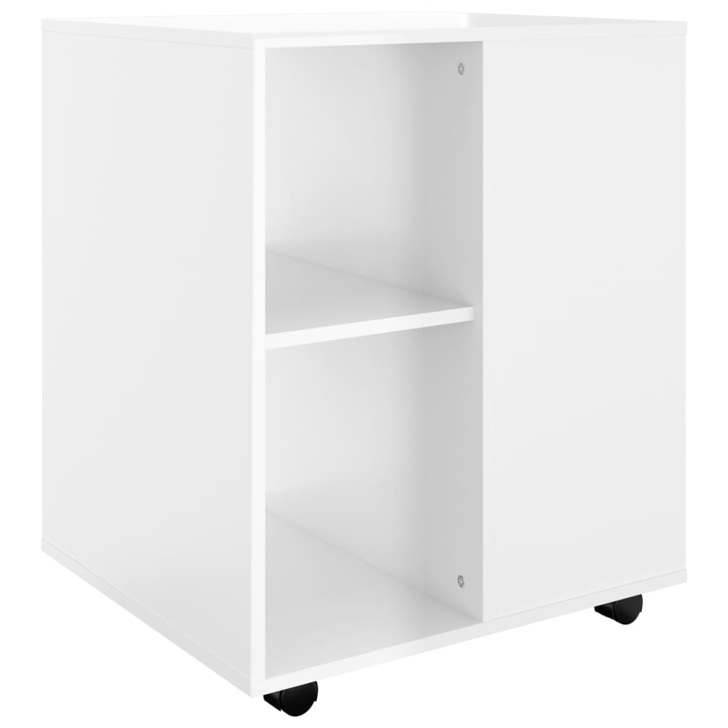 vidaXL Armoire à roulettes Blanc brillant 60x53x72cm Bois d’ingénierie